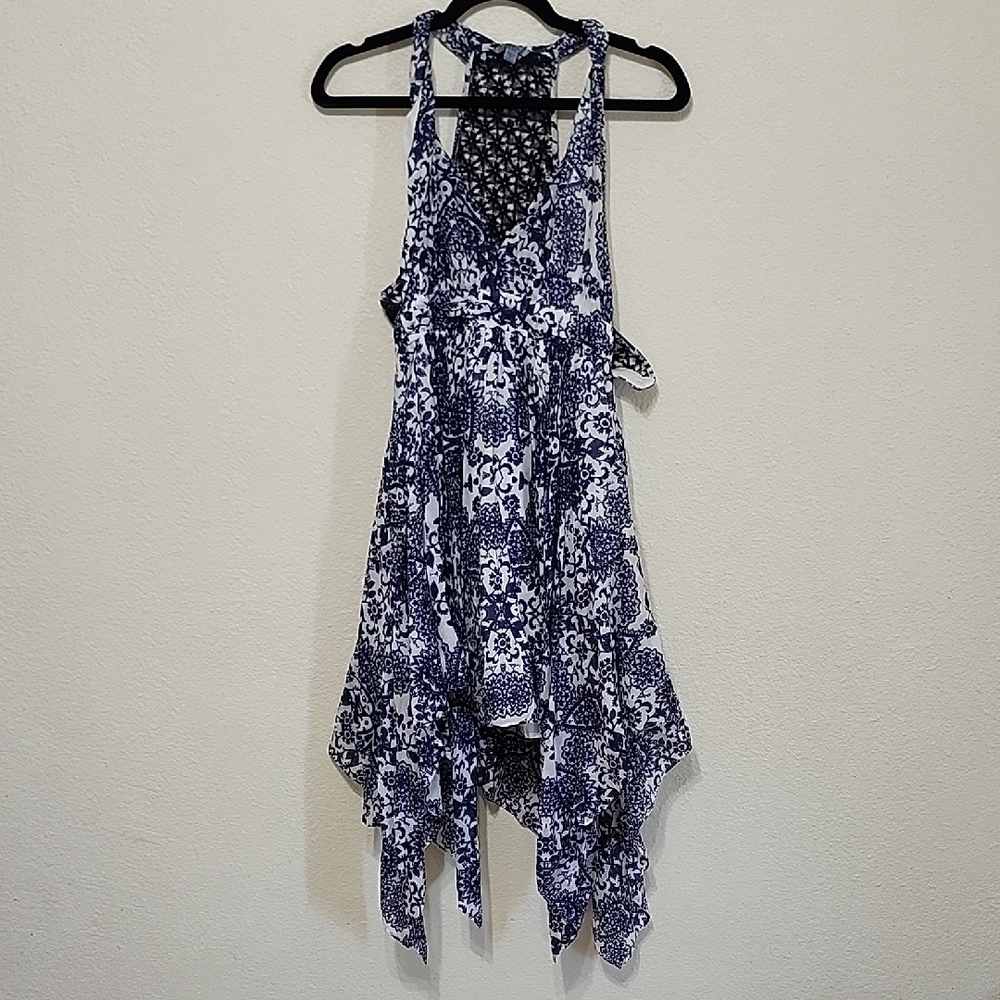 Guess Blue and White High Low Dress